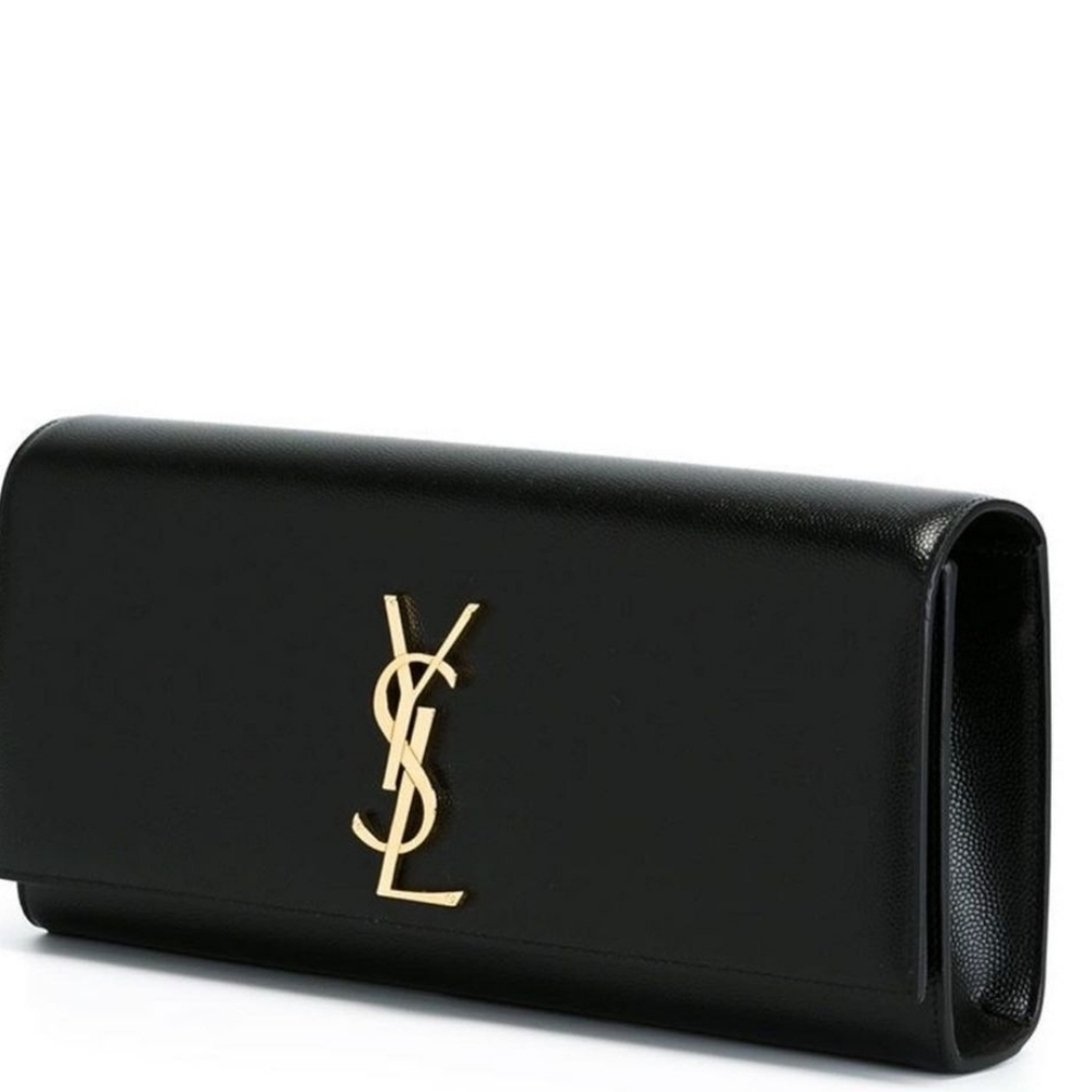 AUTHENTIC YSL Saint Laurent Monogram Kate Cassandre Clutch Cavier Leather Mint!! - Picture 9 of 16